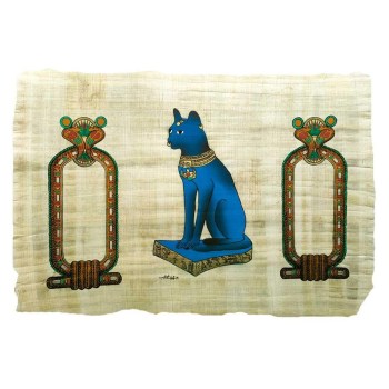 papiro de la diosa Bastet en azul con 2 nombres5